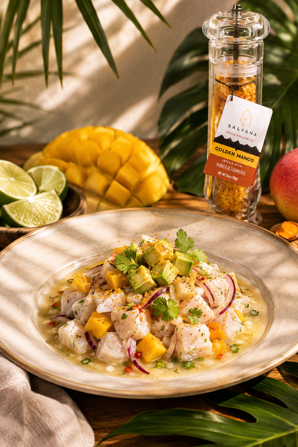 Golden Mango Ceviche plated