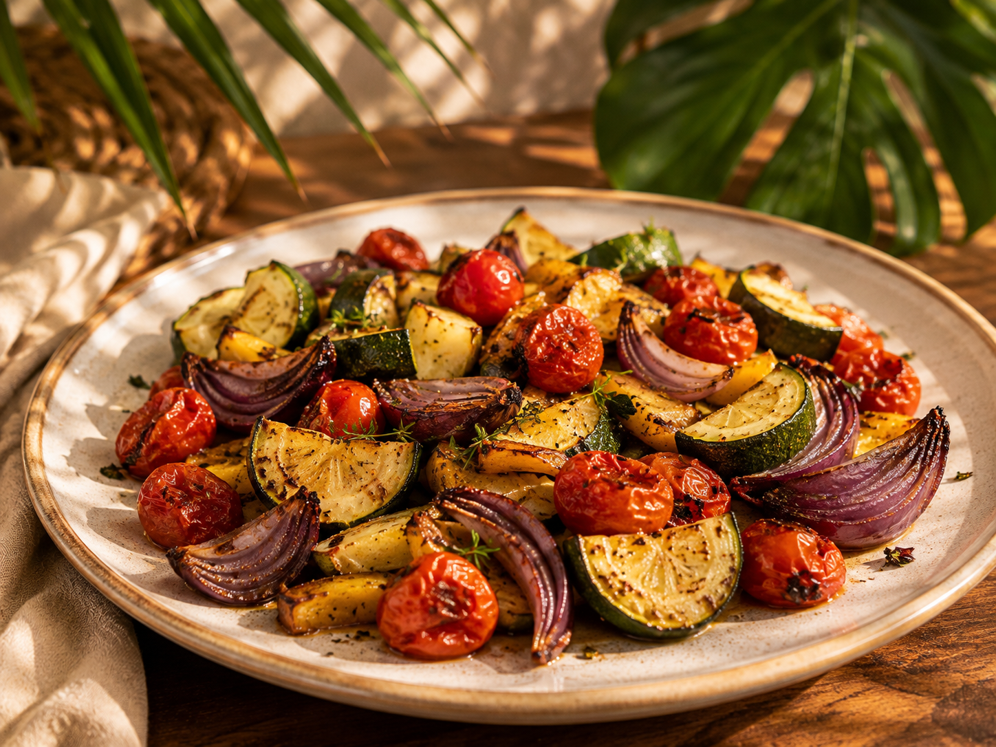 Provençal roasted vegetables plated